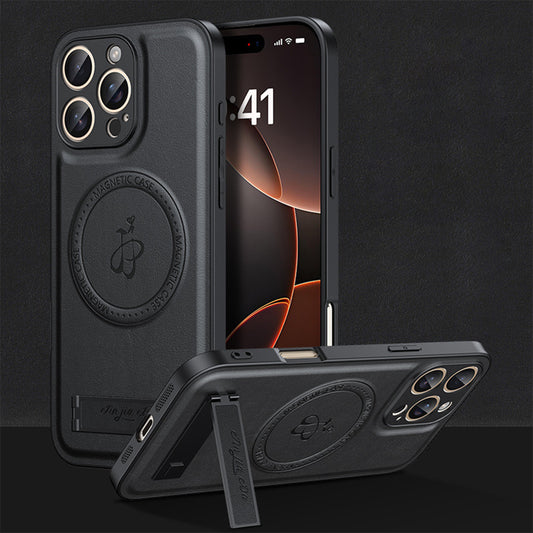 Magnetic Leather Phone Case | Faux Leather TPU Black