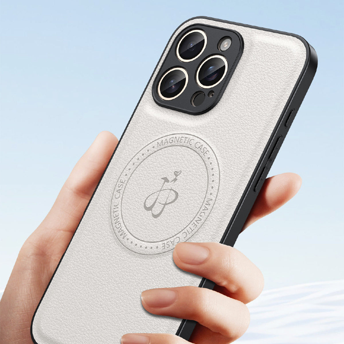 Magnetic Leather Phone Case | Faux Leather TPU White
