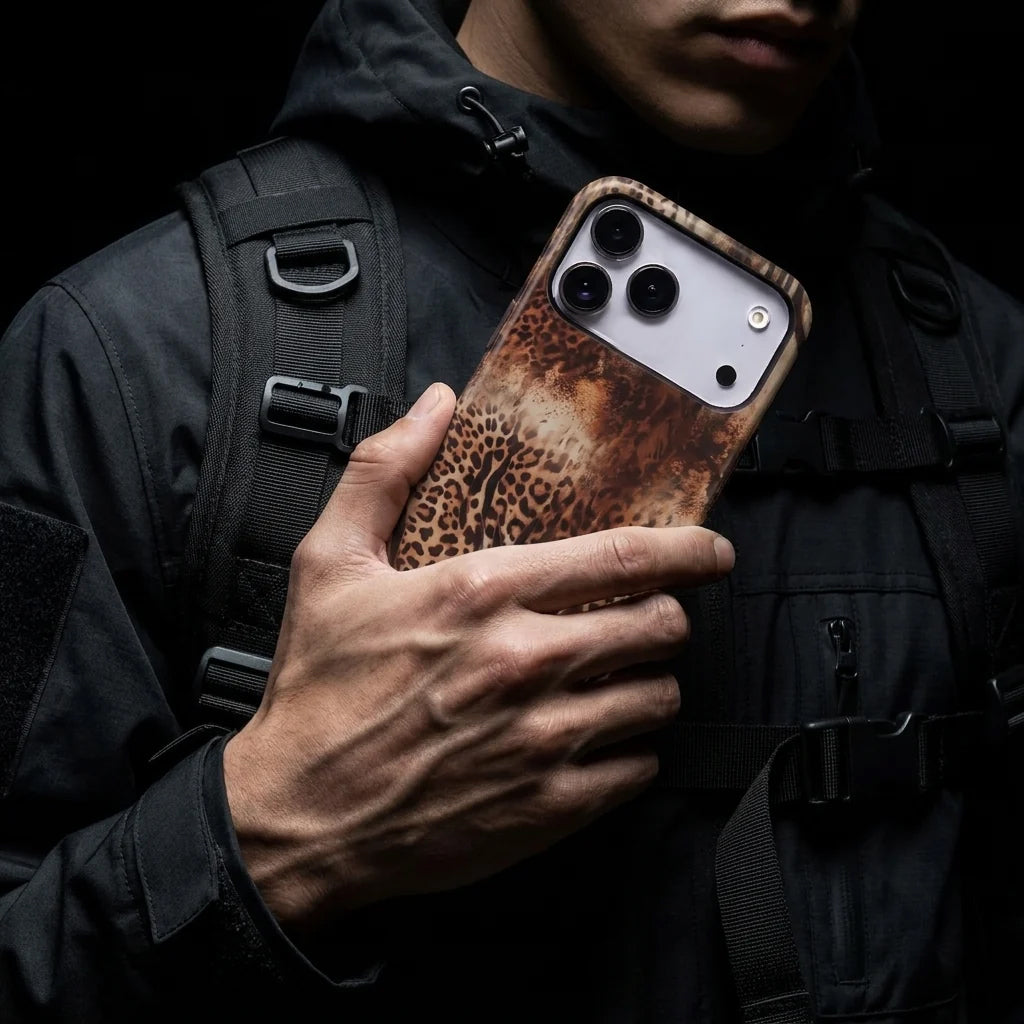 Magnetic Phone Case | Brown Leopard Zebra Animal