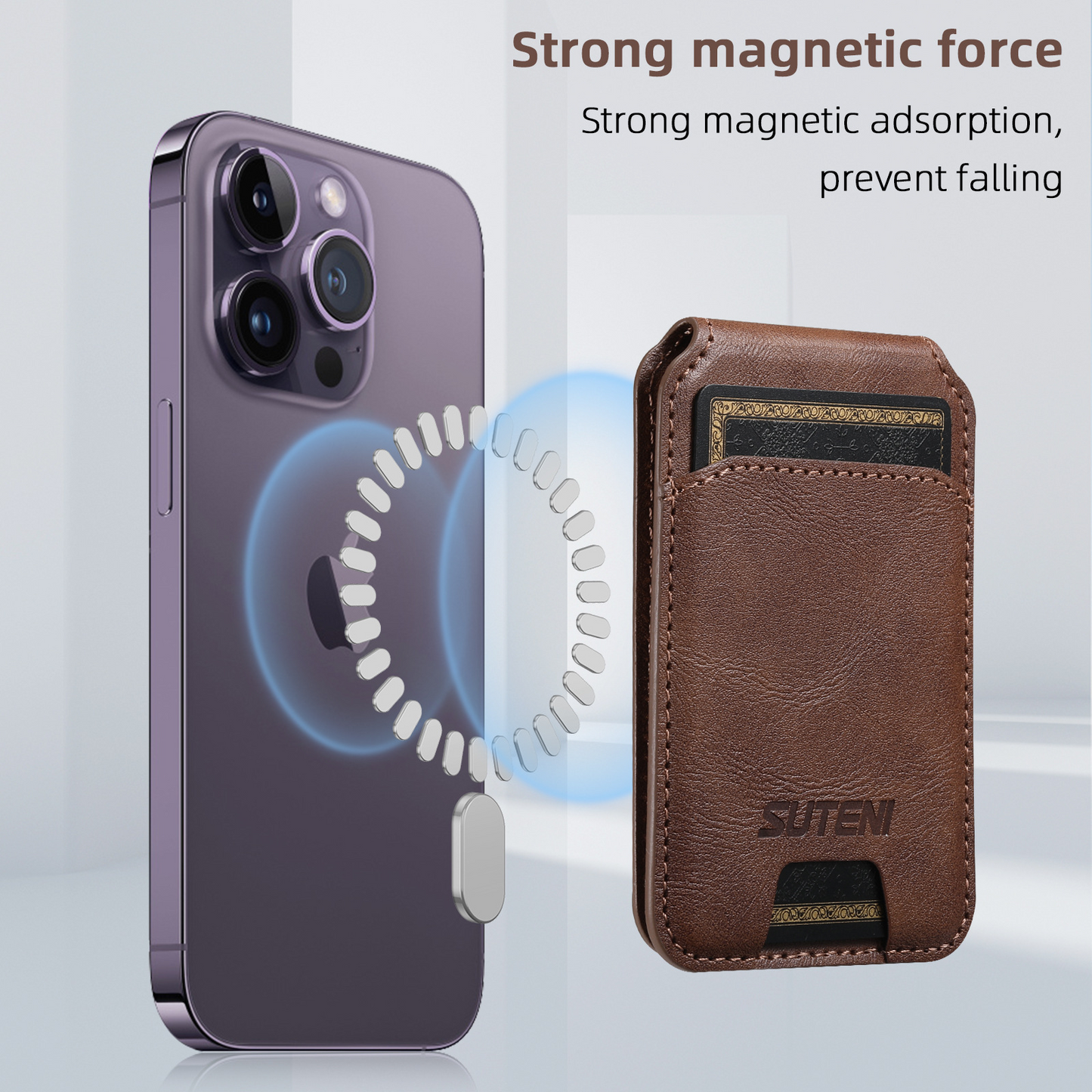 Cognac MagSafe Flip Wallet with Stand - Vegan Leather, 3 Cards