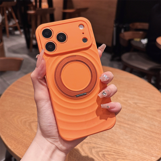 Magnetic Skin-Feel Case Ring Stand - Premium Orange Ripple Phone Case Precise Fit Draft