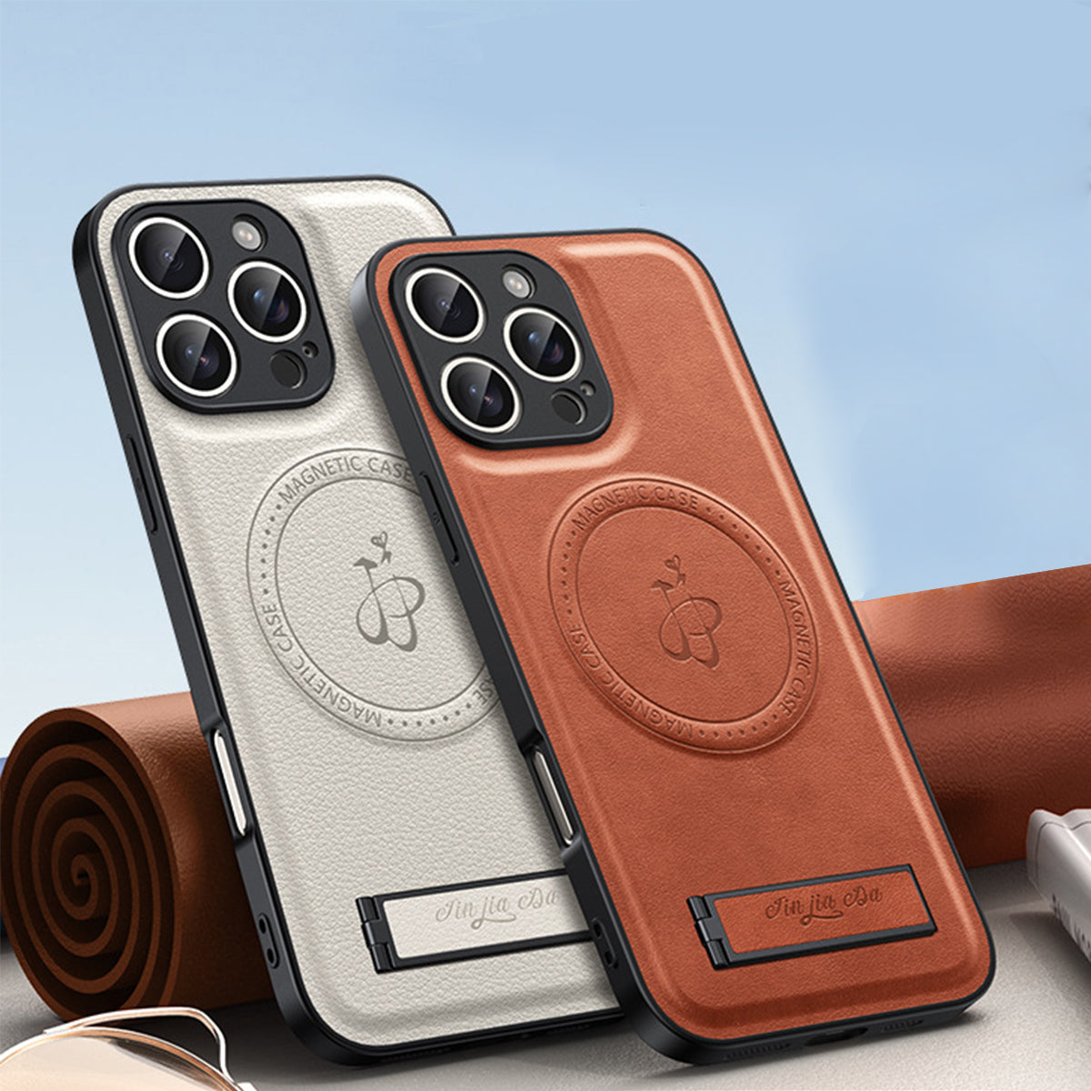 Magnetic Leather Phone Case | Faux Leather TPU Brown