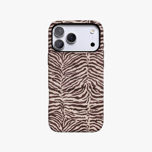 Magnetic Phone Case | Brown Zebra Stripes Animal Print Vintage Beige