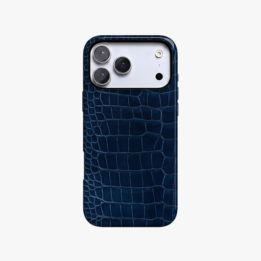 Magnetic Phone Case | Navy Crocodile Print Luxury