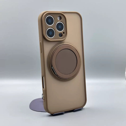 Skin-Feel Silicone Phone Case Ring Stand MagSafe - Golden