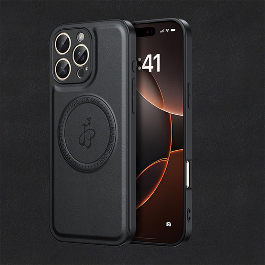 Magnetic Leather Phone Case | Faux Leather TPU Black