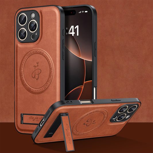 Magnetic Leather Phone Case | Faux Leather TPU Brown