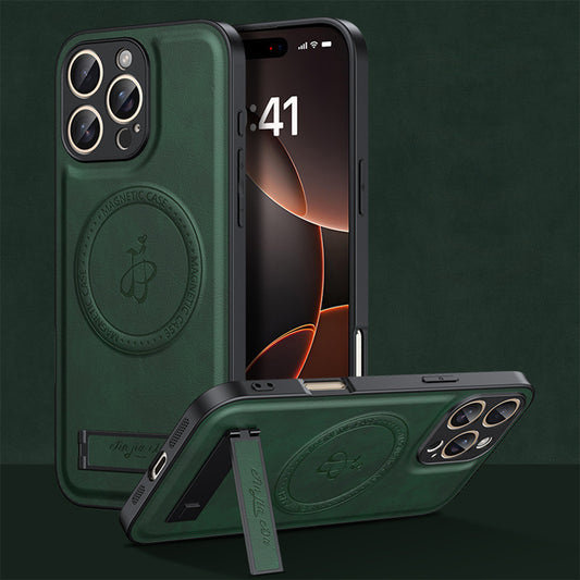 Magnetic Leather Phone Case | Faux Leather TPU Green