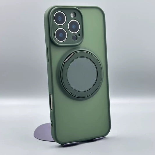 Skin-Feel Silicone Phone Case Ring Stand MagSafe - Green