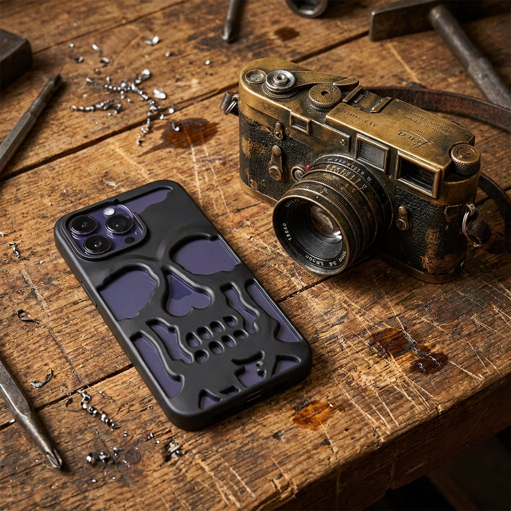 Hypebeast Designer Skull Case - Matte Black Metal