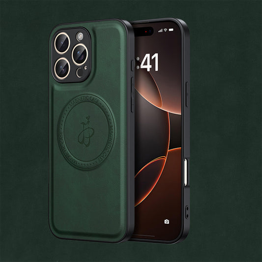 Magnetic Leather Phone Case | Faux Leather TPU Green