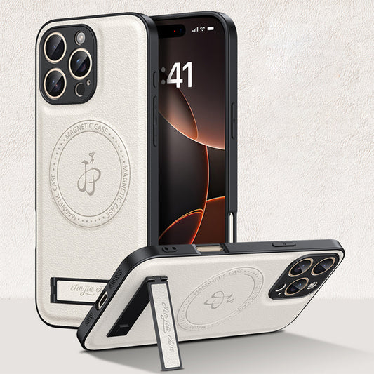 Magnetic Leather Phone Case | Faux Leather TPU White