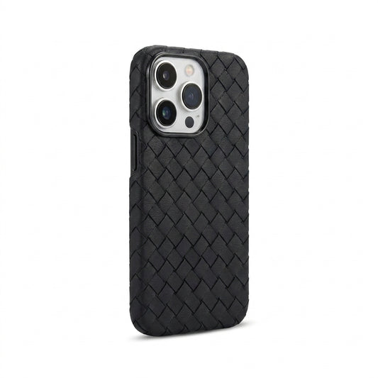 Woven Faux Leather Phone Case - Black