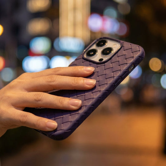Woven Faux Leather Phone Case - Purple