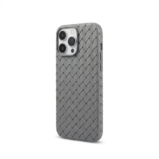 Woven Faux Leather Phone Case - Grey