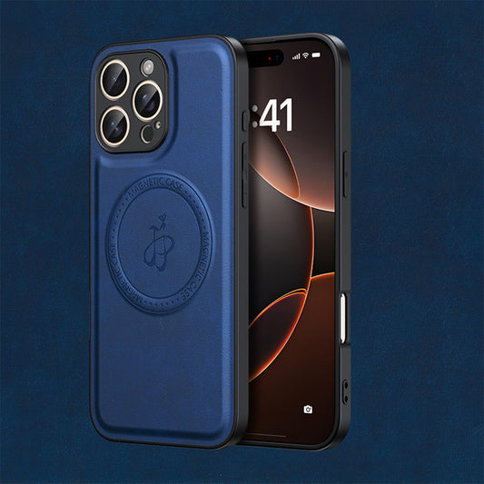 Magnetic Leather Phone Case | Faux Leather TPU Blue
