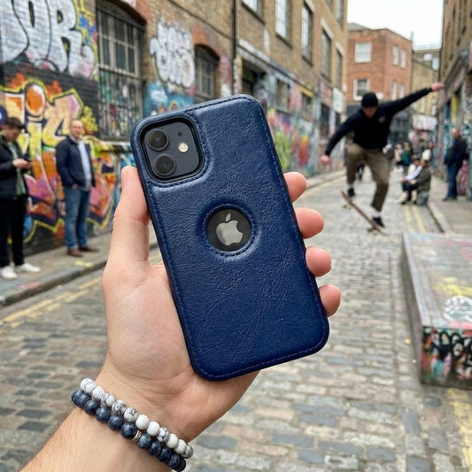 Vintage Faux Leather iPhone Case Precise Fit - Navy