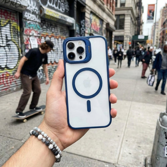 Magnetic Wireless Charging Hard Case | Dark Blue with Invisible Kickstand