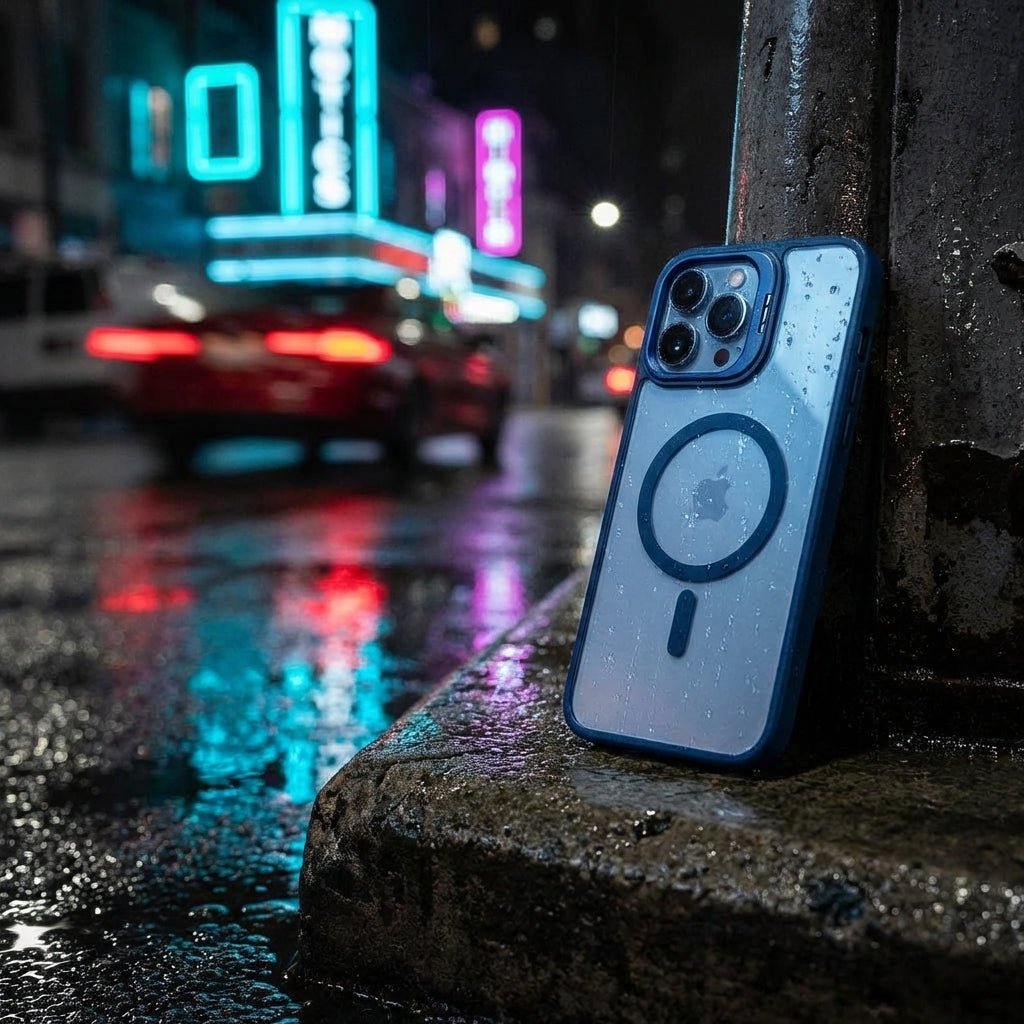 Magnetic Wireless Charging Hard Case | Dark Blue with Invisible Kickstand