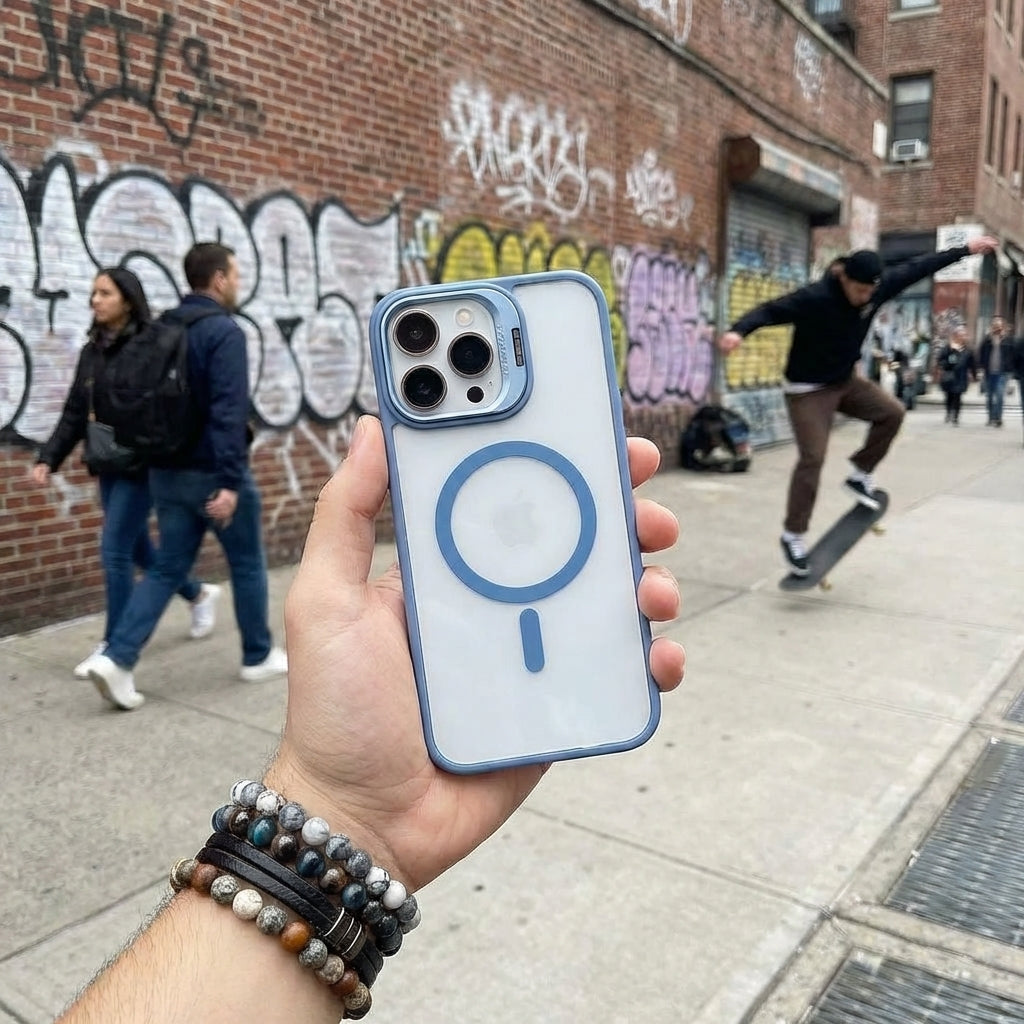 Magnetic Wireless Charging Hard Case | Blue with Invisible Kickstand