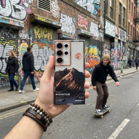 Orange Snow Mountain Streetwear Galaxy S26 Case – Deconstructed Landscape Protective Cover