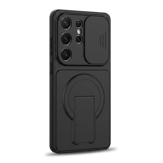 Magnetic Galaxy S Case with Hidden Foldable Stand – Black Wireless Charging Cover