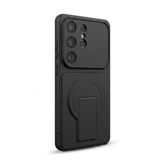Magnetic Galaxy S Case with Hidden Foldable Stand – Black Wireless Charging Cover
