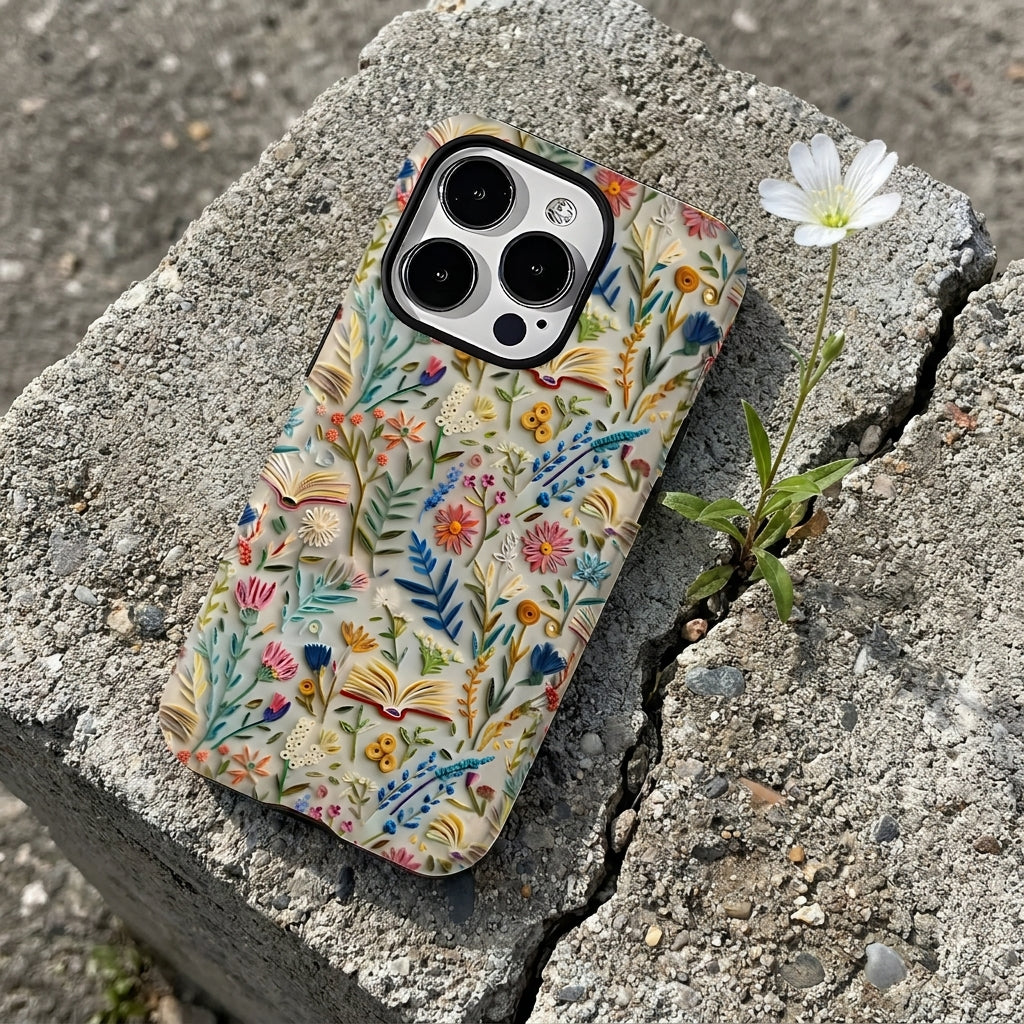 Hybrid Phone Case MagSafe Compatible - Imitation Embroidery 3D Floral