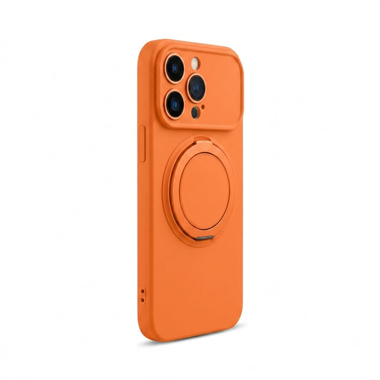 Skin-Feel Silicone Phone Case Ring Stand MagSafe - Orange
