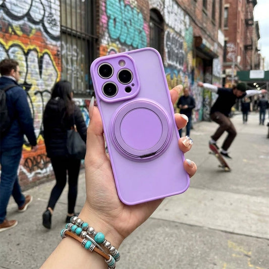 Skin-Feel Silicone Phone Case Ring Stand MagSafe - Purple