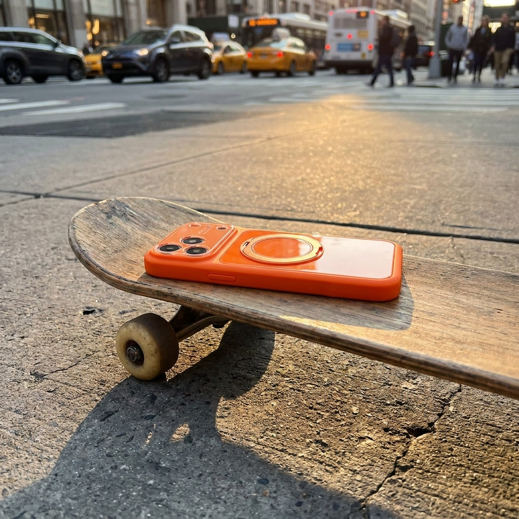 360 Ring Stand Solid Color Phone Case - Orange