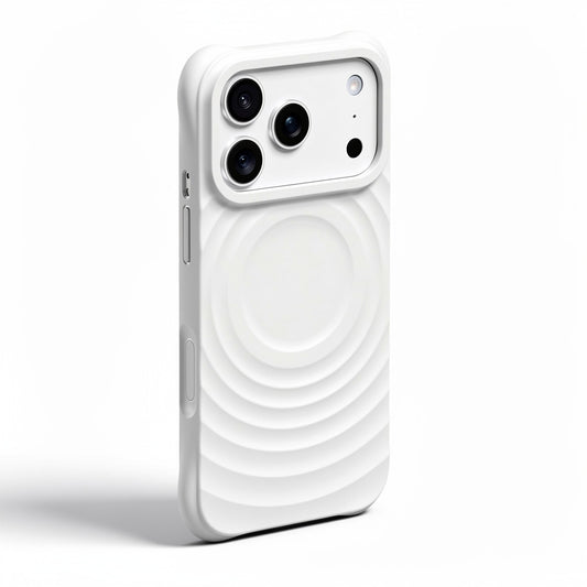 Magnetic Skin-Feel Case - Premium White Ripple Phone Case Open Camera