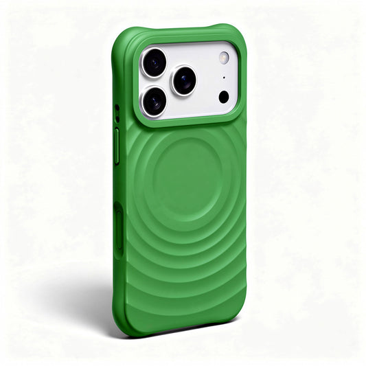 Magnetic Skin-Feel Case - Premium Vine Green Ripple Phone Case Open Camera