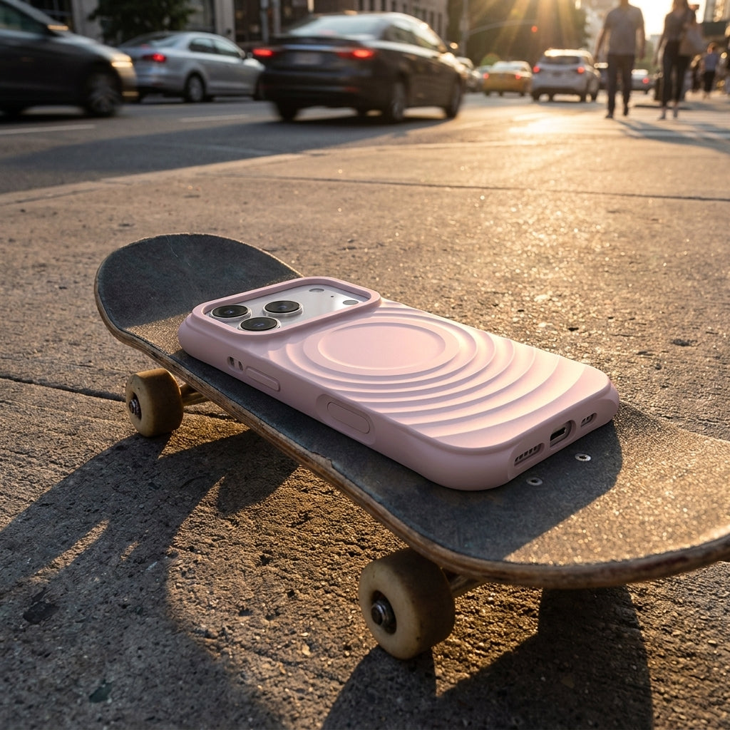 Magnetic Skin-Feel Case - Primrose Ripple Phone Case Open Camera
