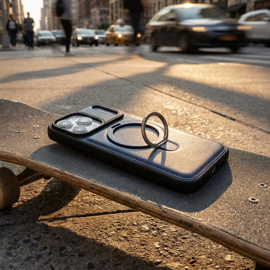 Magnetic Kickstand iPhone Case | Premium Business Leather - Gentleman Blue