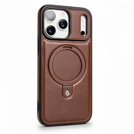Magnetic Kickstand iPhone Case | Premium Business Leather - Mocha Brown