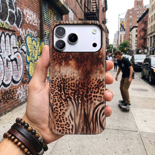 Magnetic Phone Case | Brown Leopard Zebra Animal