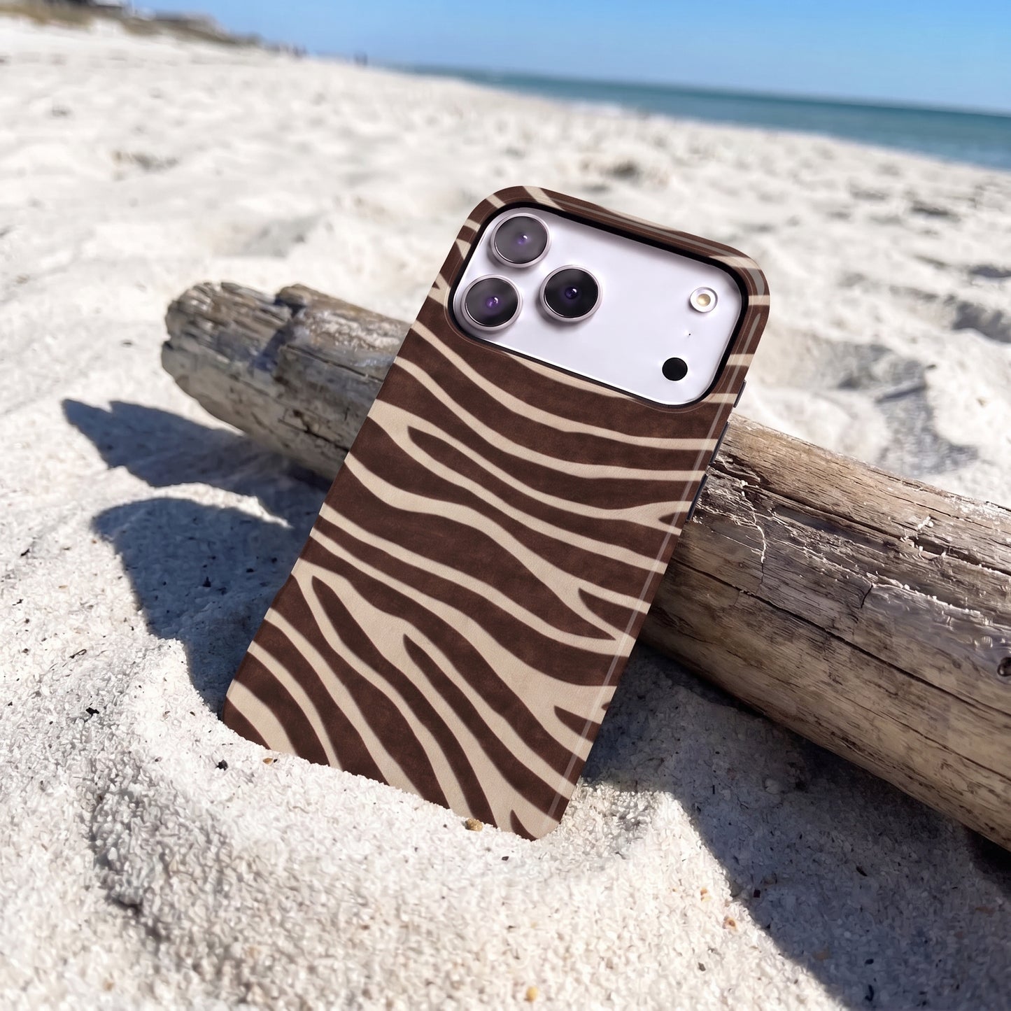 Magnetic Phone Case | Espresso Zebra Animal Print