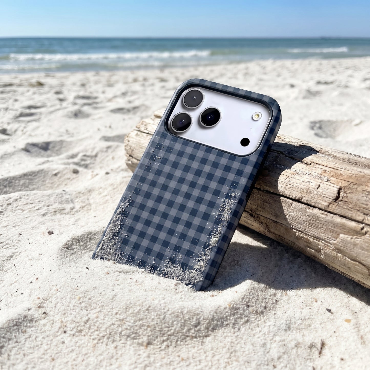 Magnetic Phone Case | Blue Gingham Plaid