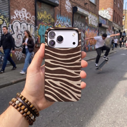 Magnetic Phone Case | Espresso Zebra Animal Print
