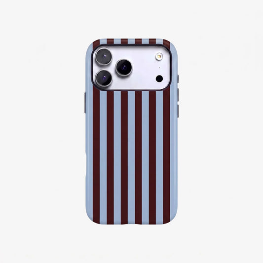 Magnetic Phone Case | Dusty Blue Burgundy Vertical Stripe