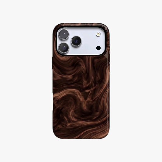 Magnetic Phone Case | Deep Brown Swirl Marble Aesthetic Moody
