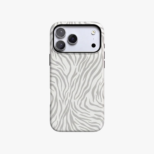 Magnetic Phone Case | Light Grey Zebra Stripe Neutral Wild Animal