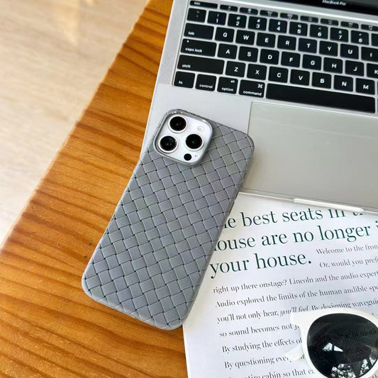 SALE | Leather Phone Case | Woven Faux Leather TPU Grey