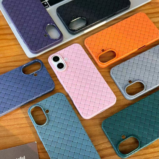 SALE | Leather Phone Case | Woven Faux Leather TPU Pink