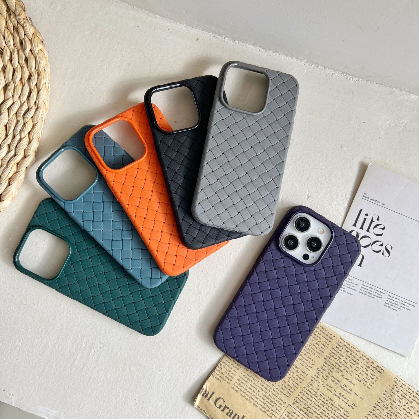 SALE | Leather Phone Case | Woven Faux Leather TPU Lake