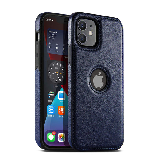 Leather iPhone Case | Cowhide Textured Navy Phone Case