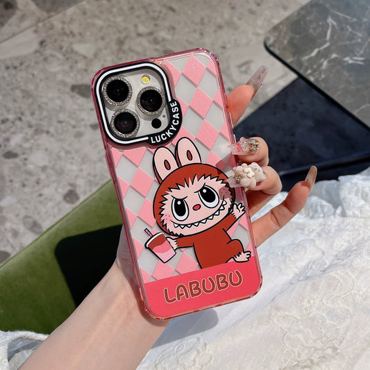 Transparent Phone Case | Labubu x Pink Diamond Check