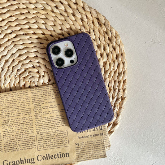 SALE | Leather Phone Case | Woven Faux Leather TPU Purple