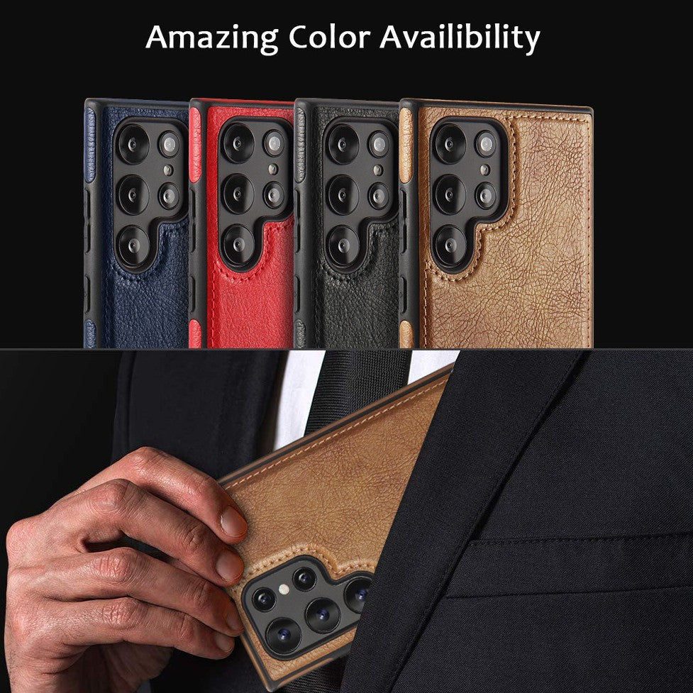 Brown Leather Texture Samsung Galaxy Case – Cowhide Inspired Soft-Touch Protection